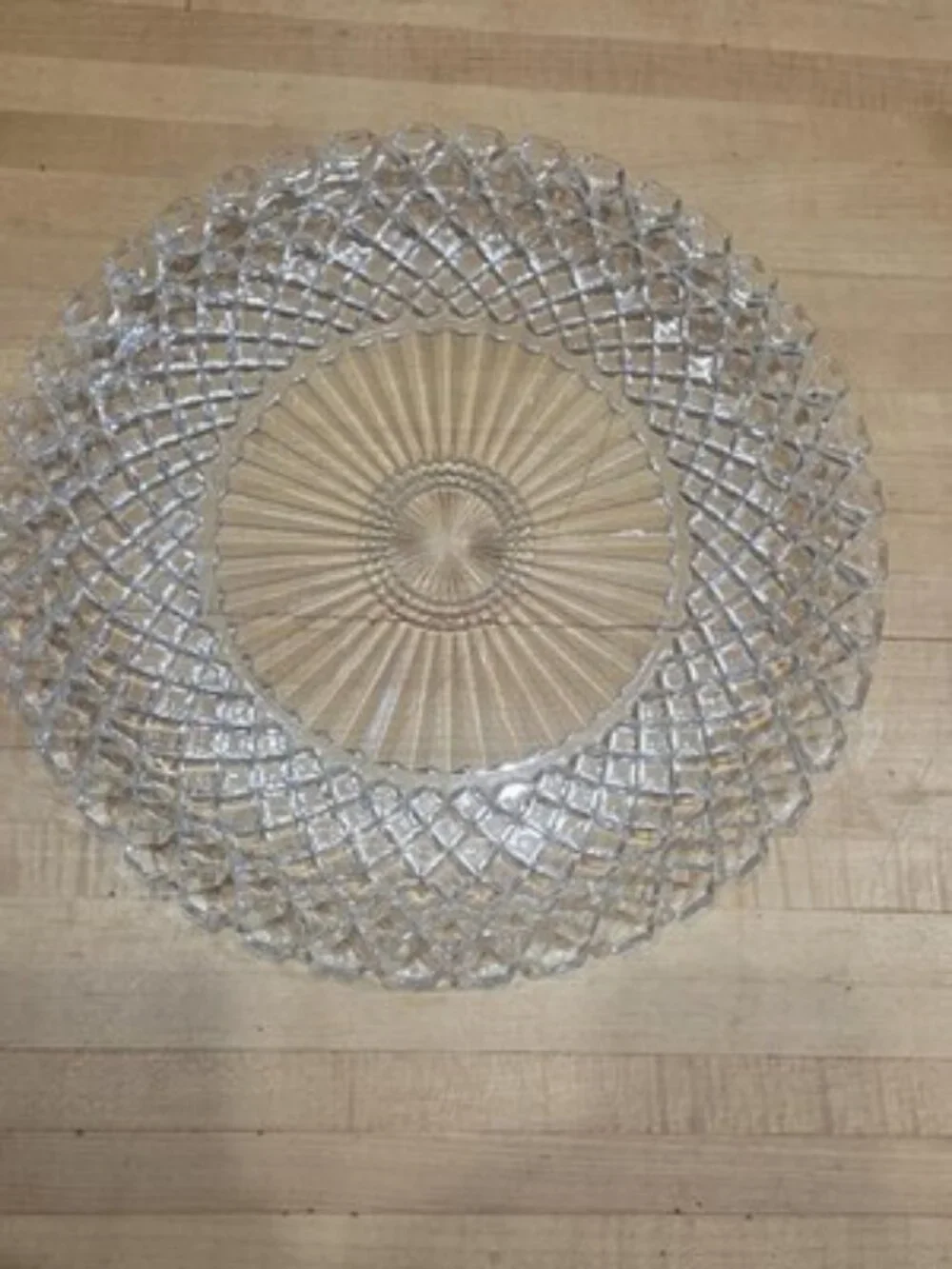 Anchor Hocking Waterford Waffle Serving Plate 13.75 Inch Vintage Pressed Glass
